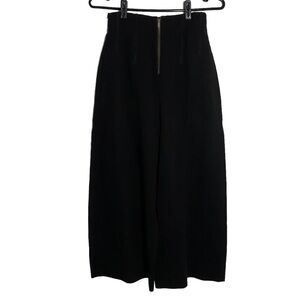 Aritzia Babaton Wide Leg Cropped High Waisted Zipper Front Black Pants Size 0